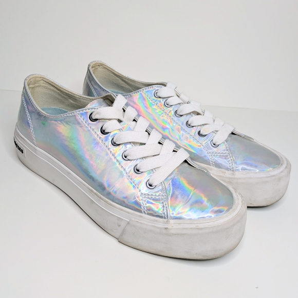 SeaVees Shoes - Silver Holographic Platform Sneakers Tennis Shoes SEAVEES women's 8.5